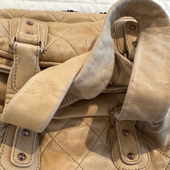 Vintage authentic beige quilted Chanel lambskin bowler tote bag cloudy bundle - Picture 14 of 16